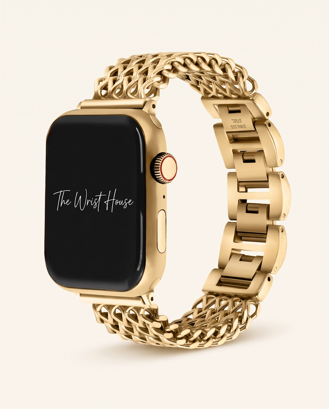 Women's gold woven chain band for Apple Watch, stainless steel bracelet