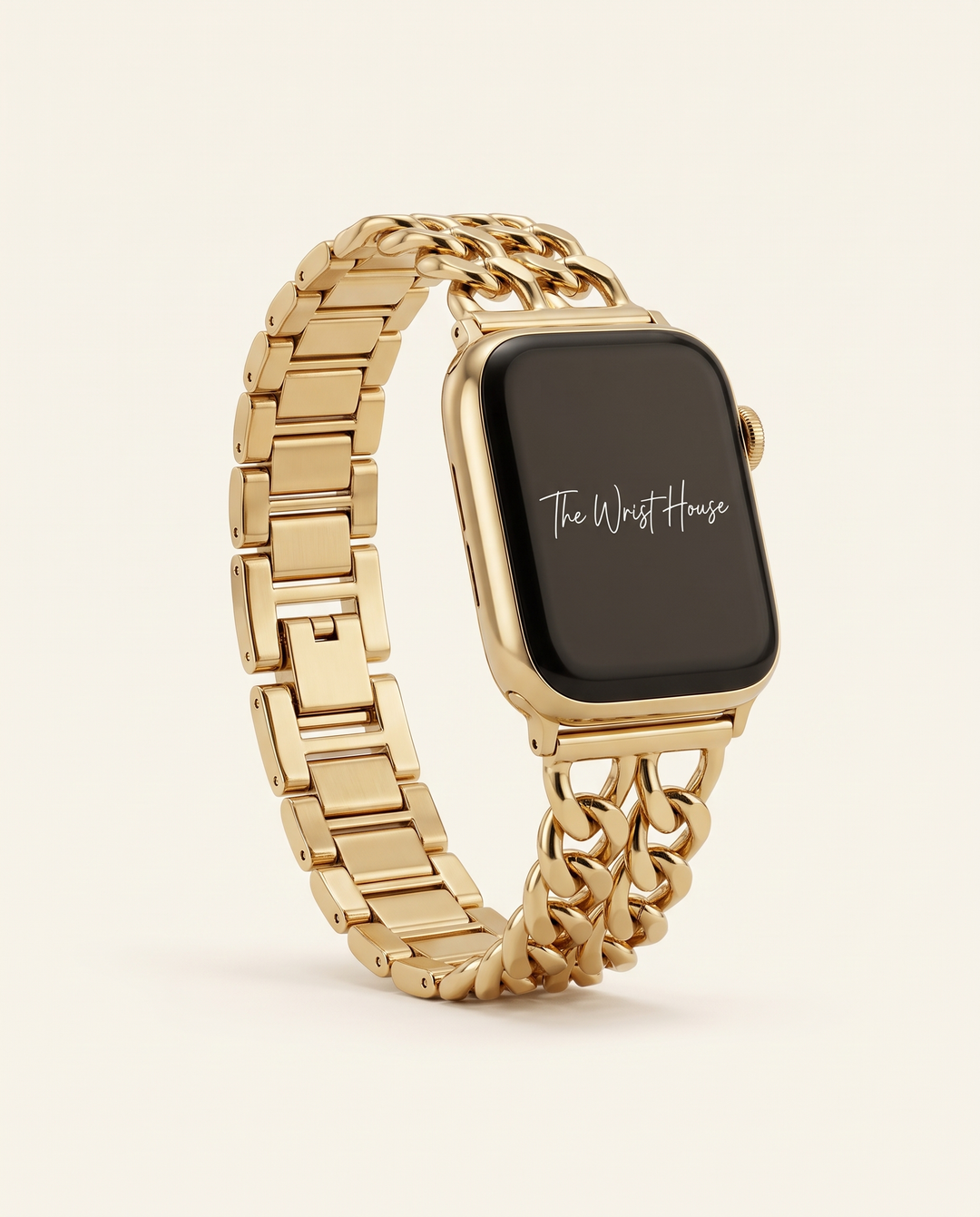 Women's gold double chain band for Apple Watch, chunky link bracelet