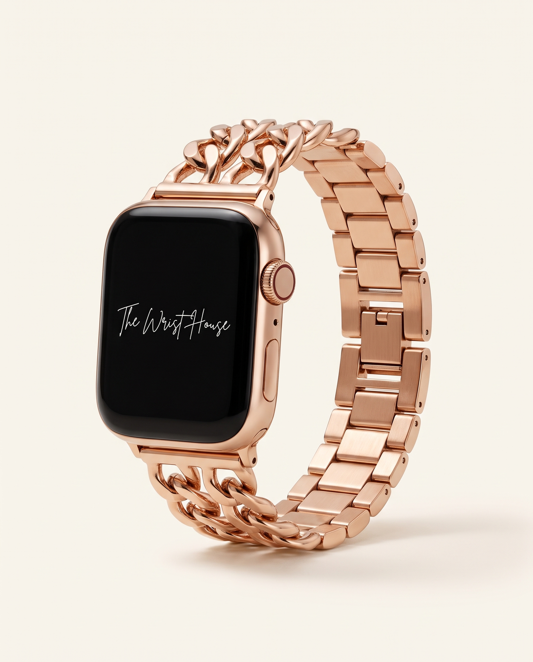 Women's rose gold double chain band for Apple Watch, chunky link bracelet