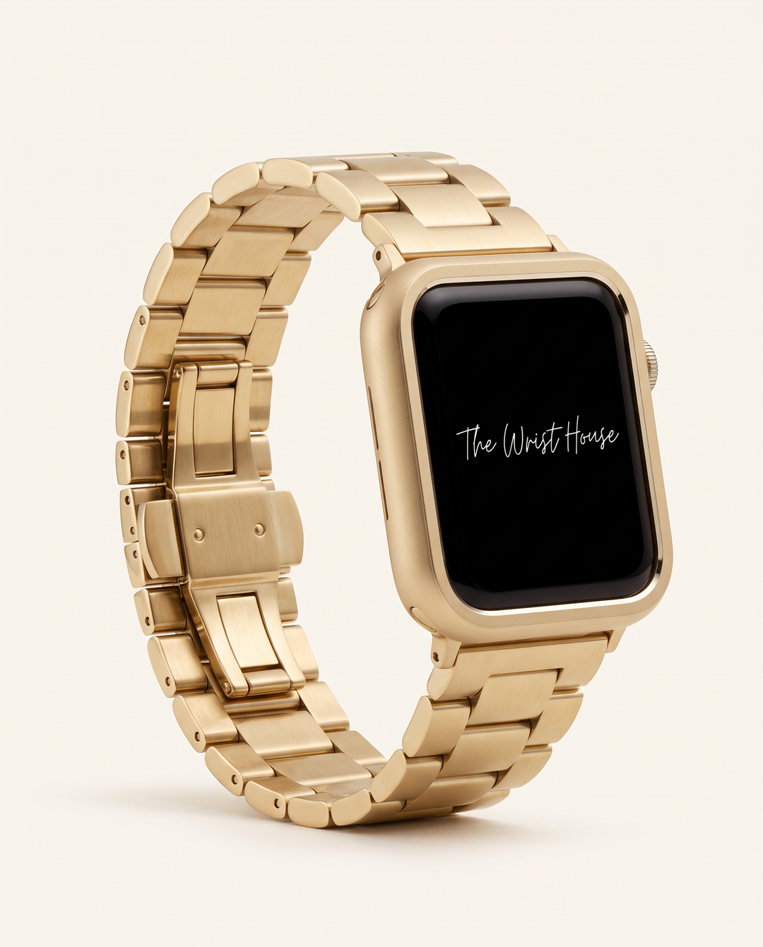 Women's gold 3-link band for Apple Watch, stainless steel bracelet
