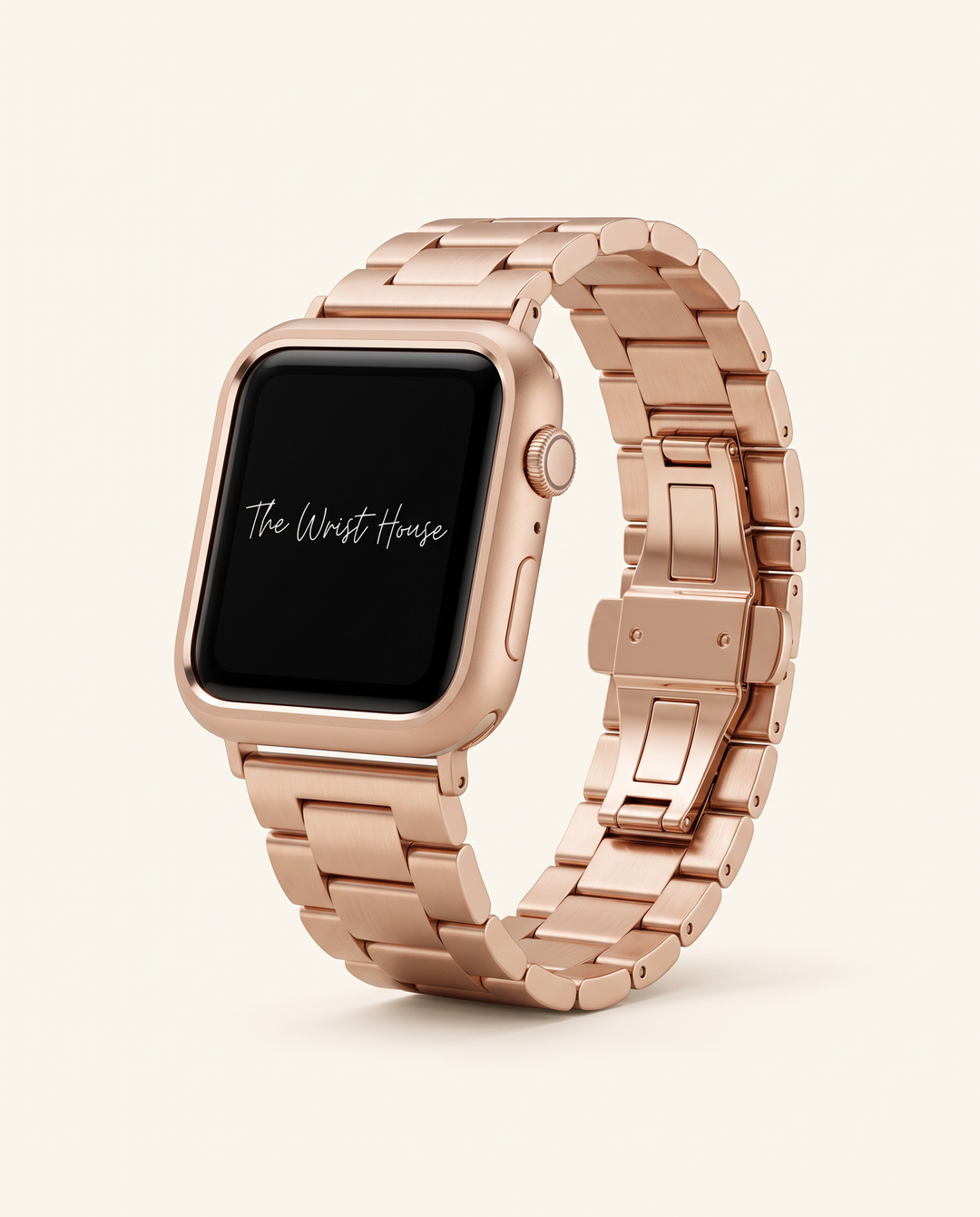 Women's rose gold 3-link band for Apple Watch, stainless steel bracelet