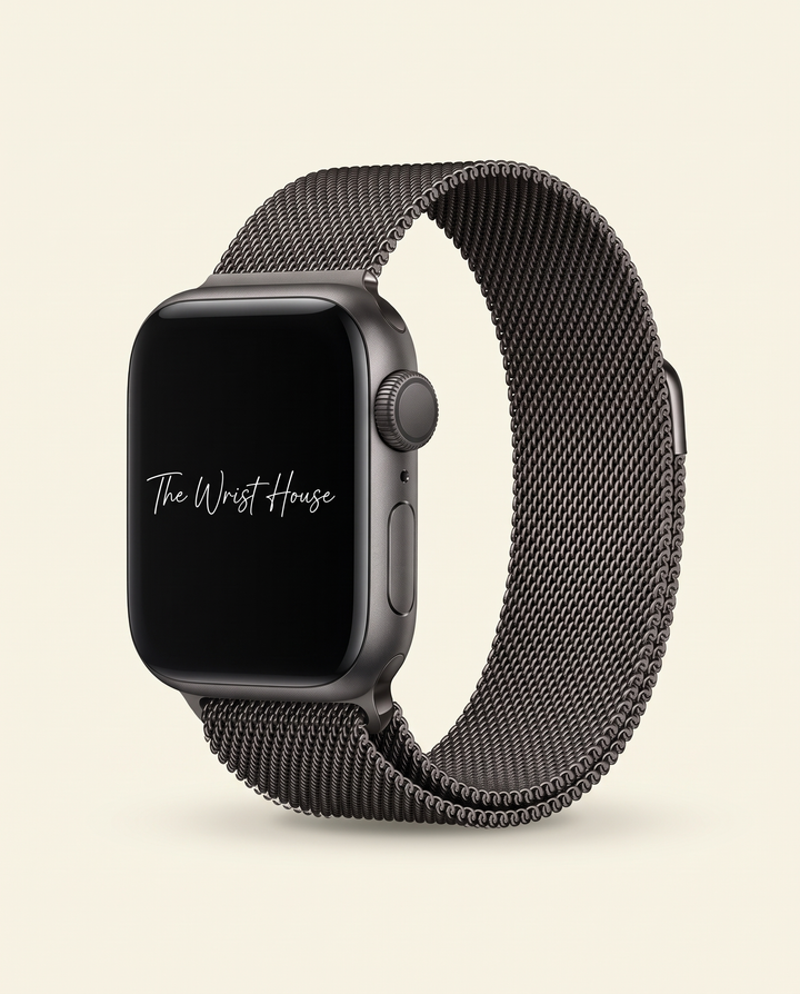 Women's graphite milanese mesh band for Apple Watch with magnetic clasp
